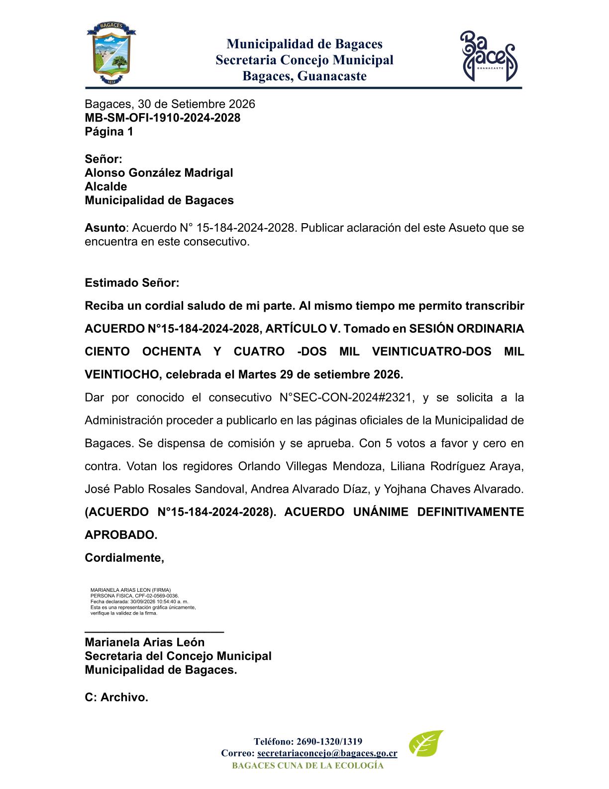 Aclaración Proceso de Trámite Asueto Cantonal para 07 de diciembre del 2026
